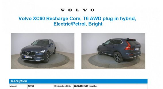 Volvo XC60 T6 Recharge Core AT8 eAWD